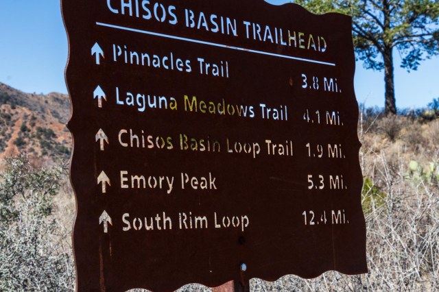 Sign of Chisos Basin Trailheads