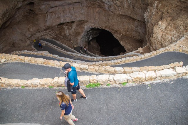 Switchback path to cave entrance