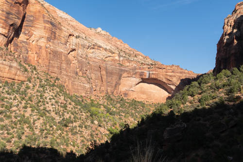 Cliff in Zion showing the makings of a natural arch