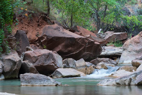 Virgin River flowing over boulders