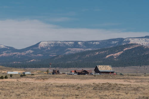 Landscape of Bryce Canyon Airport, meadow, and hills in the background