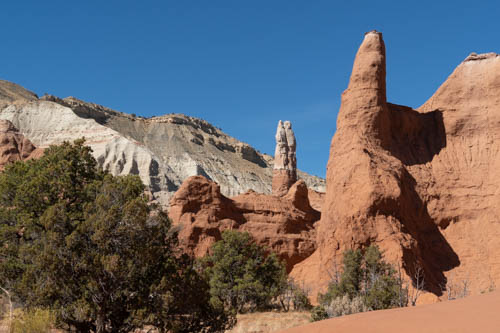 Kodachrome spires and chimneys and rock formations against blue sky